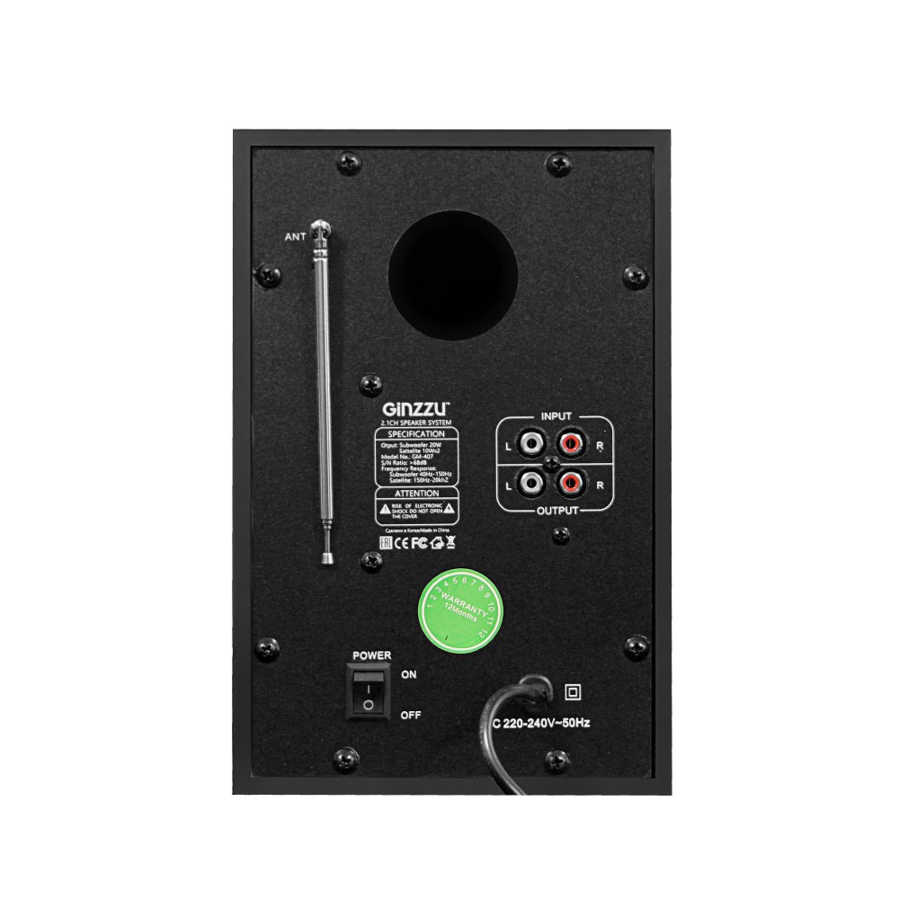   2.1 GINZZU GM-407 (Bluetooth, AUX, SD-card, USB-flash, FM-, LED, (RMS) 40 , 40 - 20)