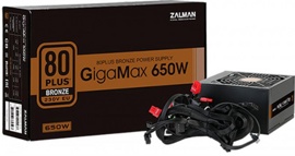   650W Zalman GigaMax (GVII) (ZM650-GVII) (120, 24+8pin, 2x6/8pin, 3xMolex, 5xSata, 80+Bronze)