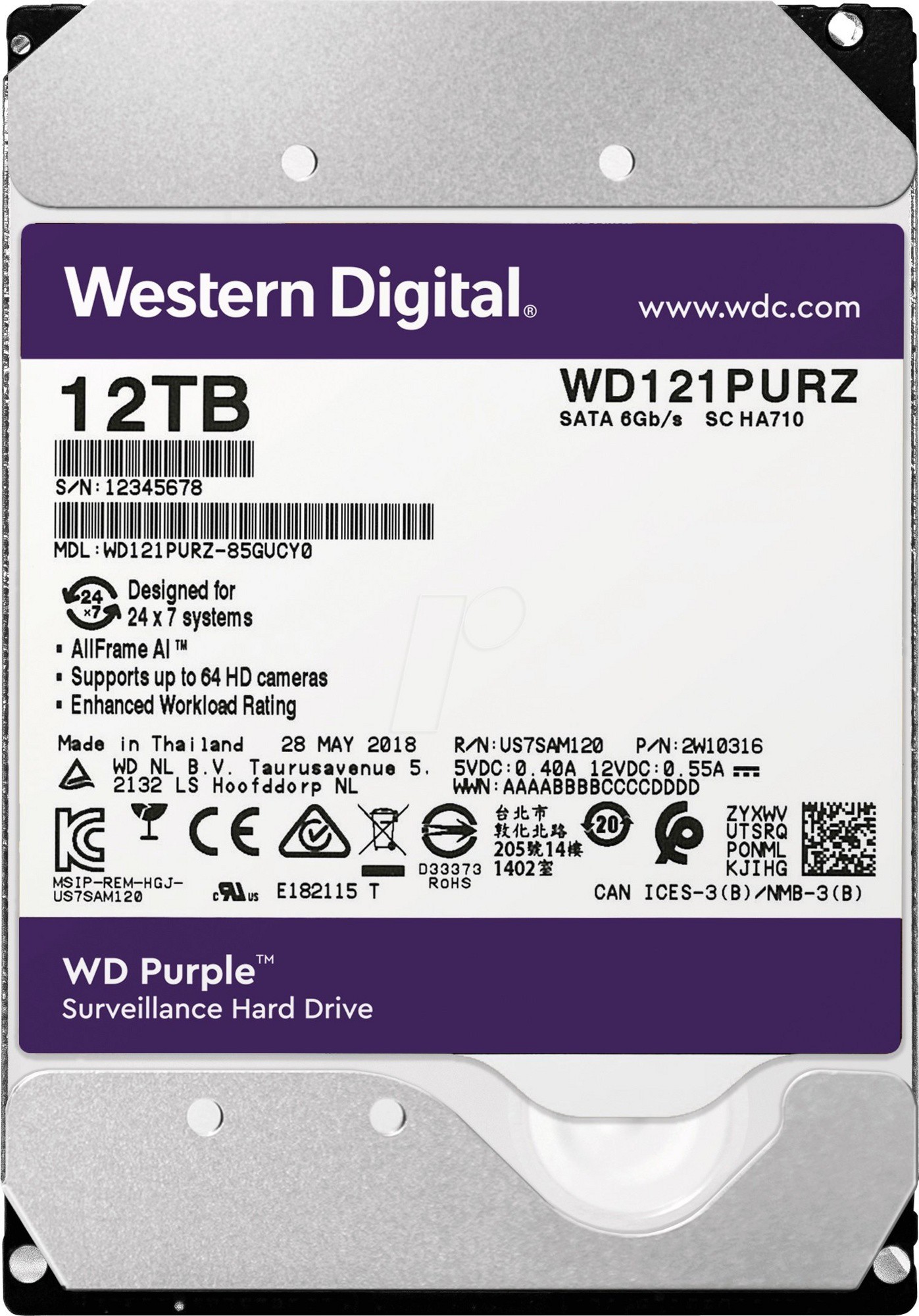   12Tb Western Digital Purple (WD121PURZ)