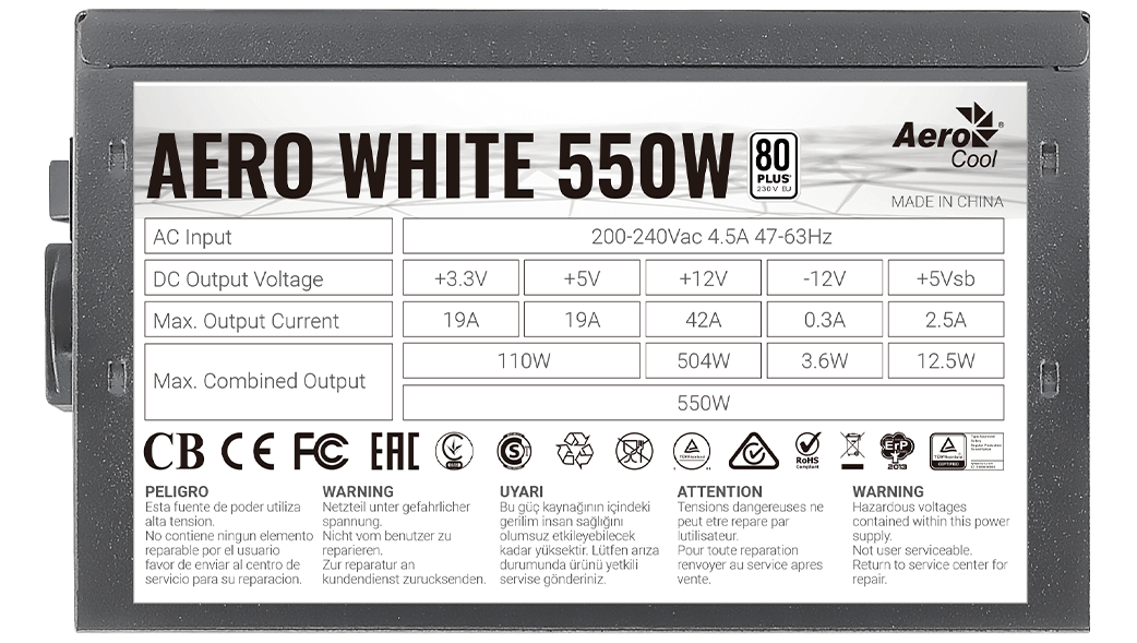   550W Aerocool Aero White 550W (ACPW-AR55AEC.11)