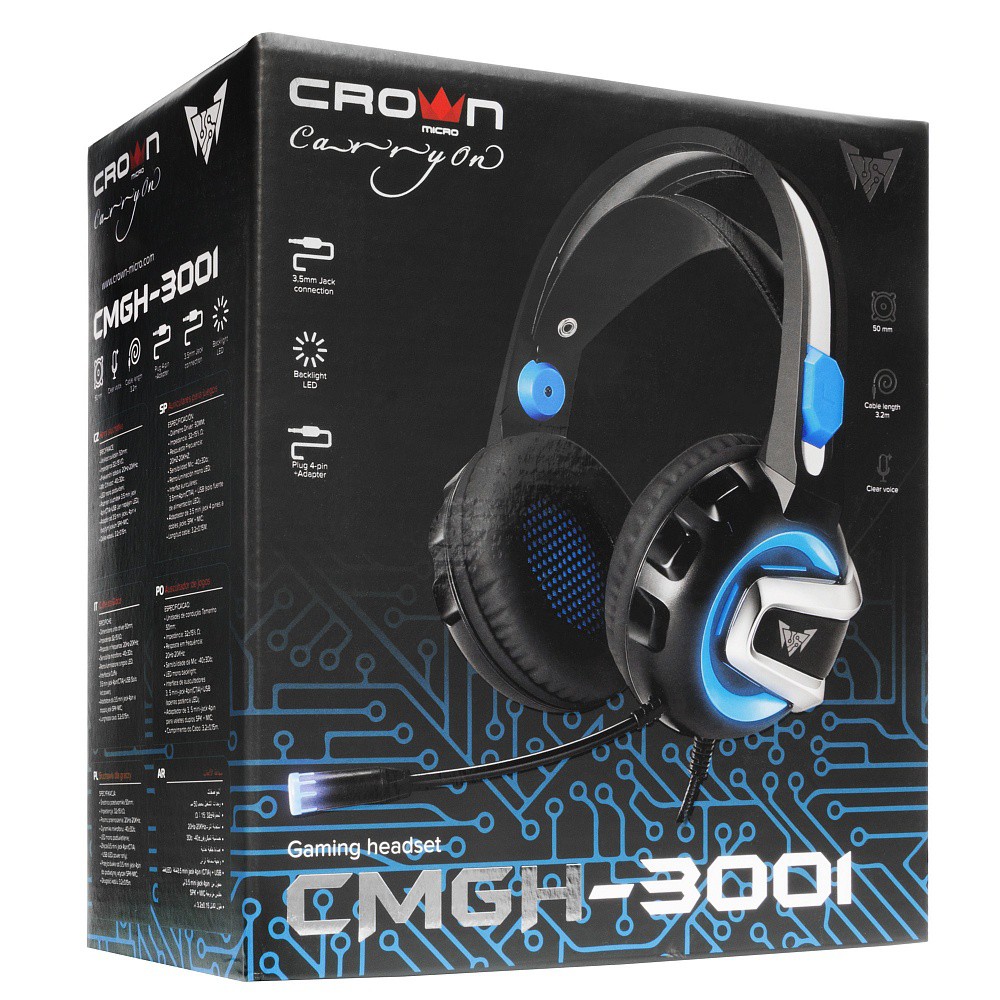  Crown CMGH-3001 Black/Blue (, , USB  , , 20-20000, 32 )
