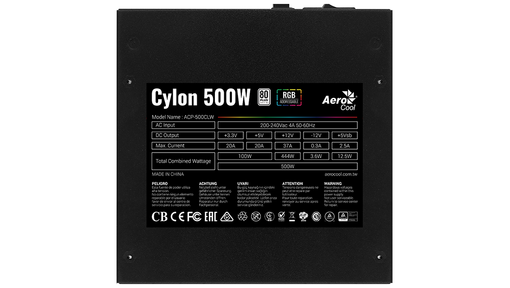   500W Aerocool Cylon 500W (ACPW-CL50AEC.11)