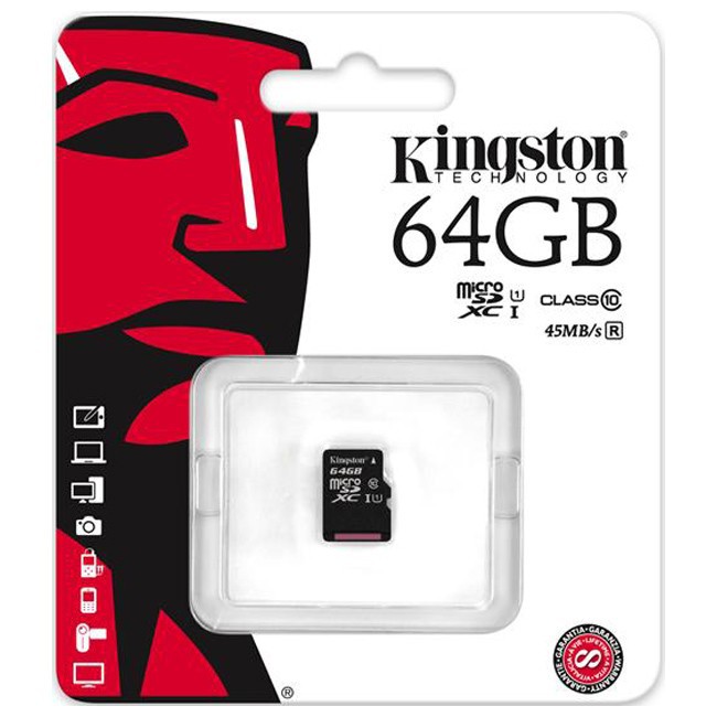   64Gb Kingston microSDXC Class10 UHS-I U1 (SDC10G2/64GBSP)