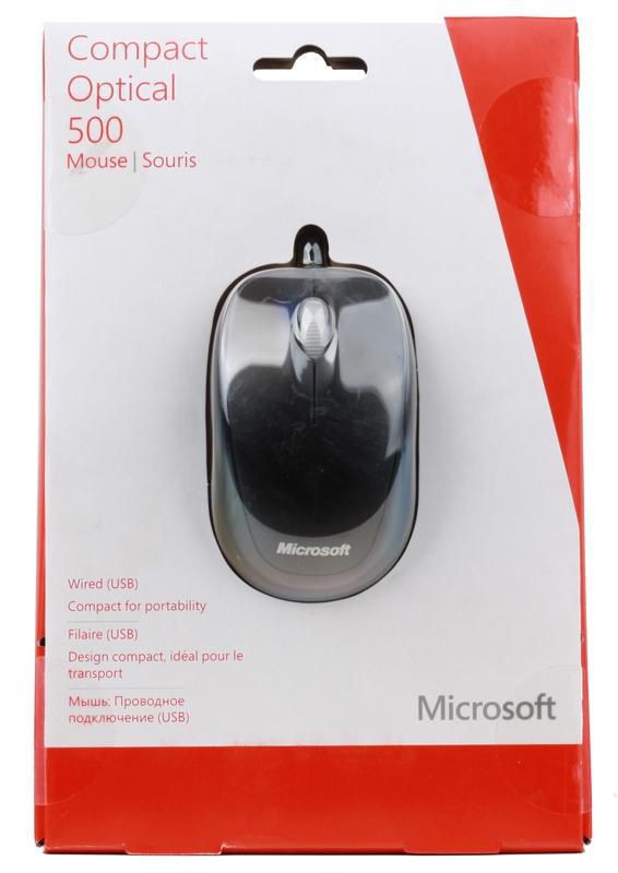  Microsoft Compact Optical Mouse 500 (U81-00083) Black (, 800dpi, 3 , USB)