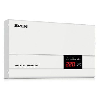 Стабилизатор напряжения Sven AVR SLIM-1000 LCD (1000ВА/800 Вт, 1 евророзетка)