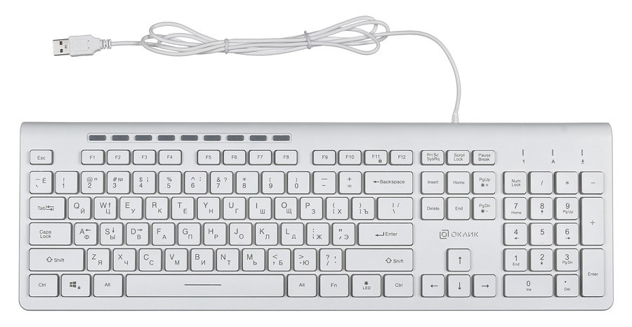 Клавиатура Oklick 490ML White (1067205) (USB, с подсветкой)
