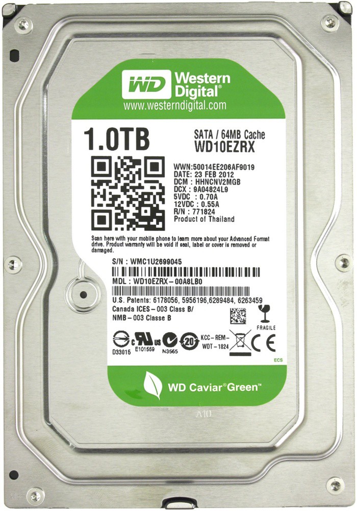 Жёсткий диск 1Tb Western Digital WD10EZRX SATA-3 64MB Green (RF)
