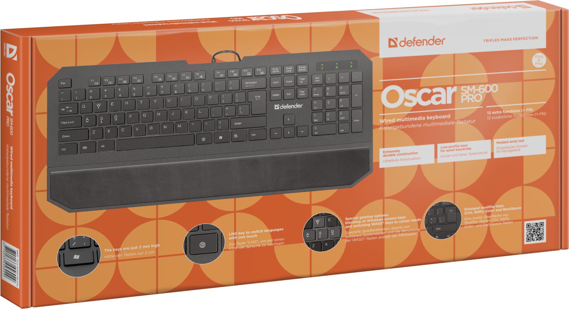 Клавиатура Defender Oscar SM-600 Pro Black (45602) (USB, подставка под запястья)