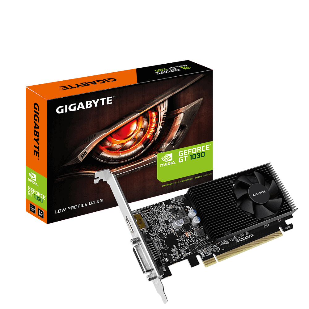 Видеокарта Gigabyte Low Profile D4 2G (GV-N1030D4-2GL) 2Gb DDR4 64bit HDMI DVI 1379(1417)/2100MHz