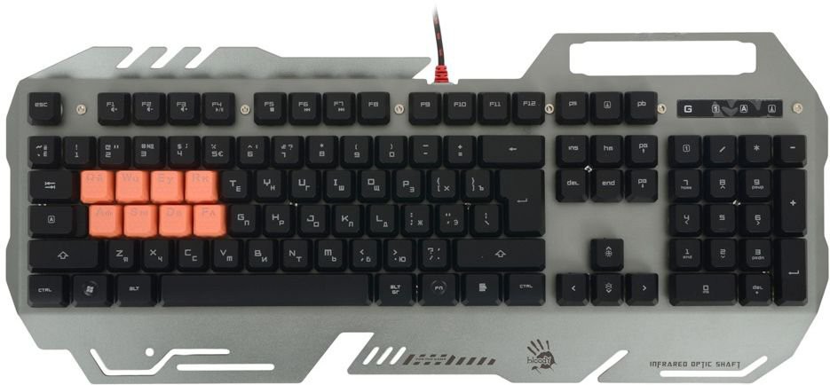 Клавиатура A4Tech Bloody B418 Grey-Black (Механическая, Infrared, подсветка, USB)