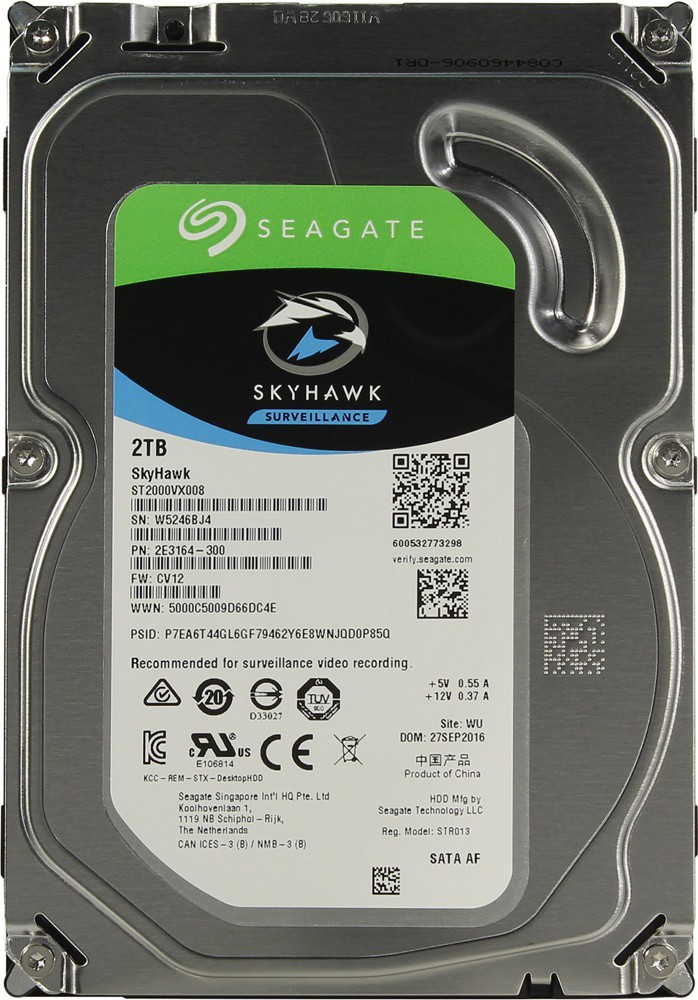 Жесткий диск 2Tb Seagate SkyHawk (ST2000VX008) (SATA-6Gb/s, 7200rpm, 64Mb)