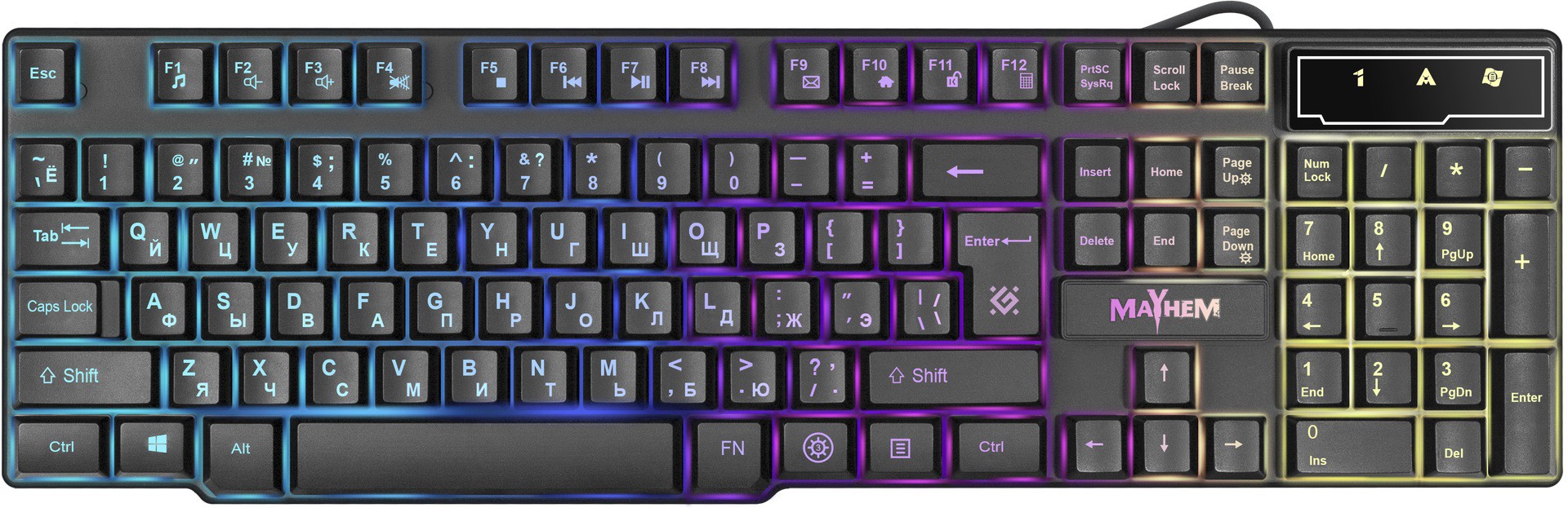 Клавиатура Defender Mayhem GK-360DL (45360) Black (USB, игровая, с подсветкой)