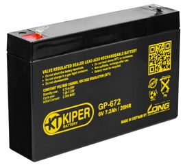 Аккумулятор для ибп 7.2Ah Kiper GP-672 F1 (6В/7.2 А·ч)