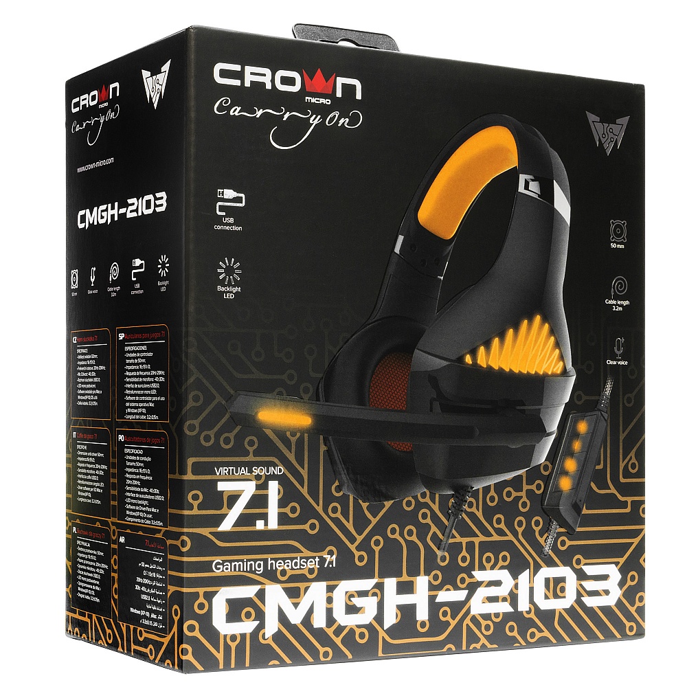 Наушники CROWN CMGH-2103 Black&orange