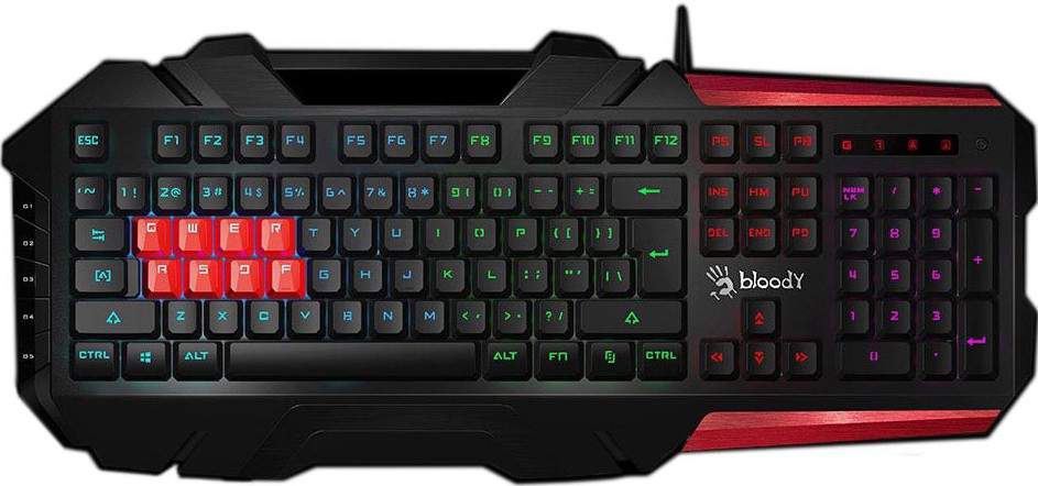 Клавиатура A4Tech Bloody B3590R (черный/красный) (с подсветкой, 8 механических клавиш, USB)