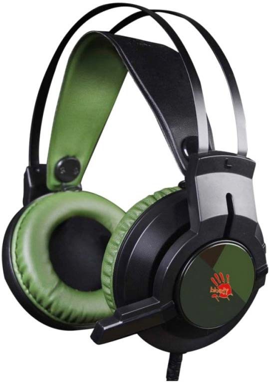 Наушники A4Tech Bloody J450 Black/Green (Мониторные, закрытые, подсветка, 20-20000Гц, 32 Ом, USB)
