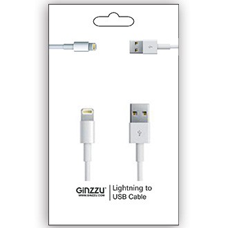 Кабель GINZZU GC-501W Lightning / USB, 1m, белый