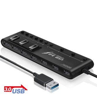 Разветвитель USB GINZZU GR-380UAB USB 3.0/2,0 10 port + adapter