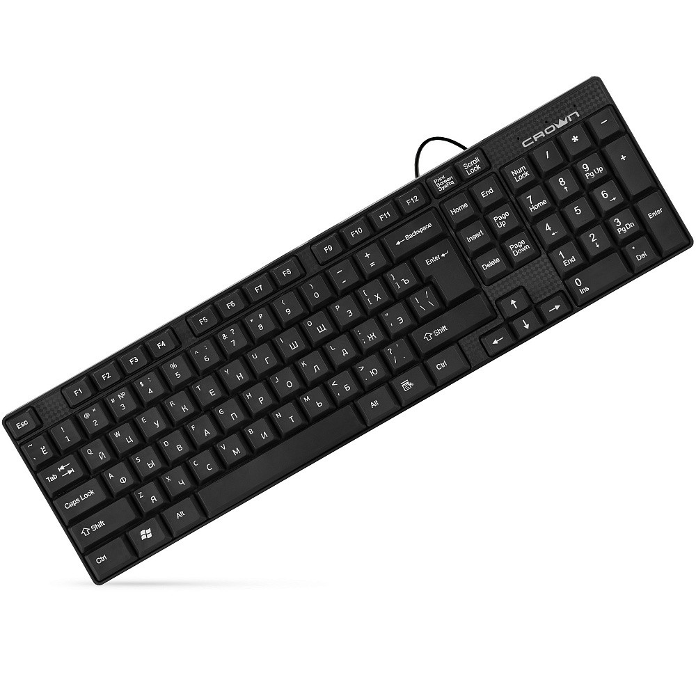 Клавиатура Crown CMK-479 (102 клавиши, белая кириллица, дренаж, кабель 1.8м, USB)
