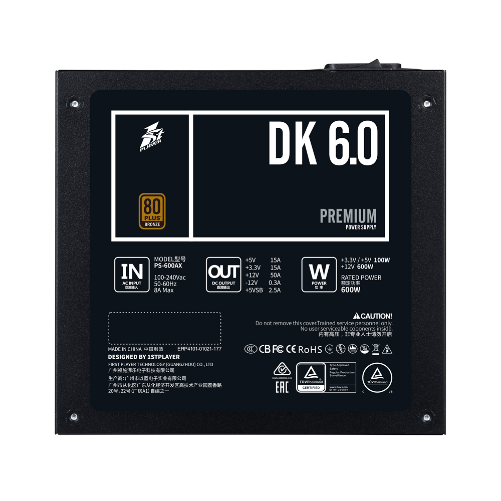 Блок питания 600W 1stPlayer DK Premium 6.0 (PS-600AX)