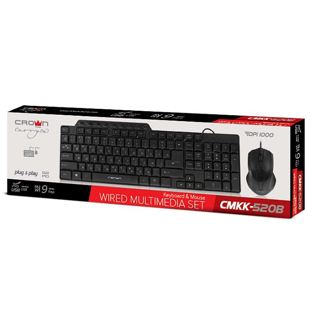 Клавиатура+ мышь Crown Micro CMMK-520B Black