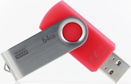 USB flash disk 64Gb GOODRAM UTS3 64Gb (UTS3-0640R0R11) Twister RED (раскладной корпус, пластик, USB 3.0)