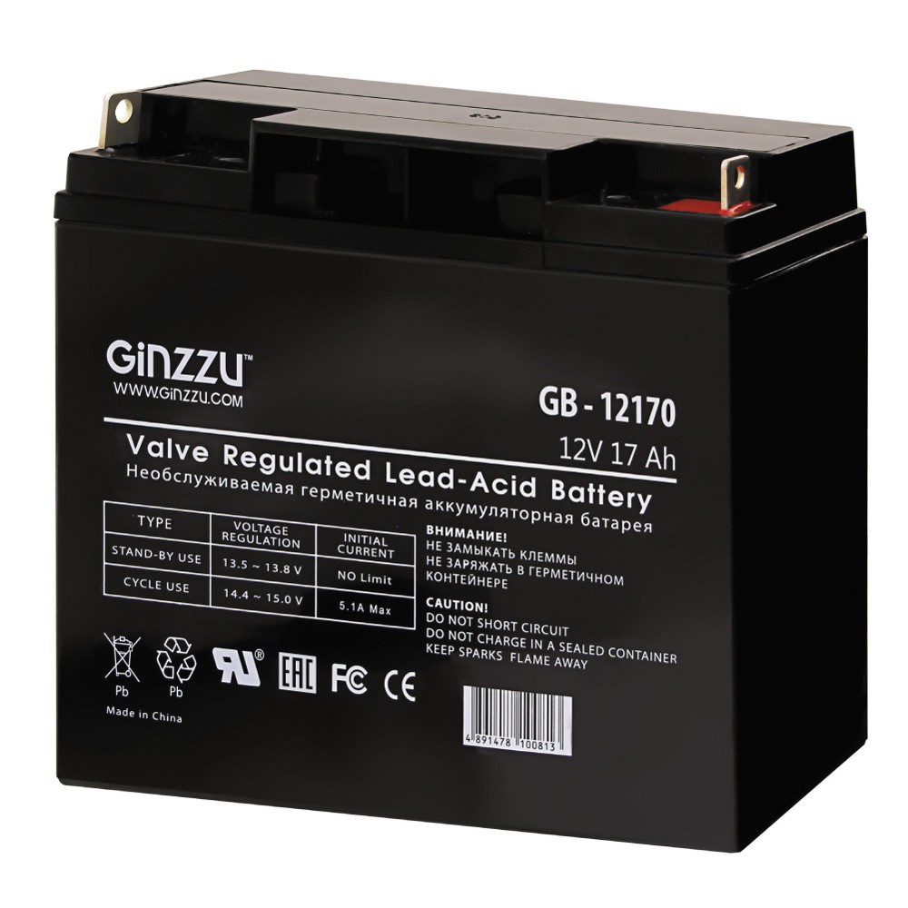 Аккумулятор для ибп GINZZU GB-12170 12V 17Ah