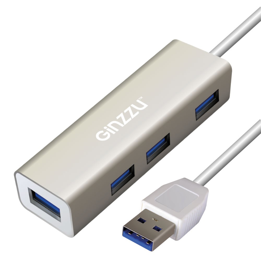 Разветвитель USB GINZZU GR-517UB (4х USB3.0, 20см кабель, метал.корпус)