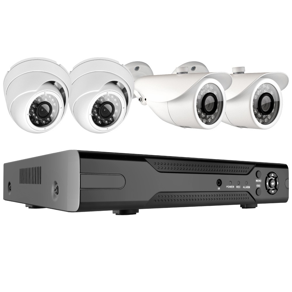 Комплект видеонаблюдения GINZZU HK-442D (регистратор + 2 цилиндрических и 2 купольных камеры)