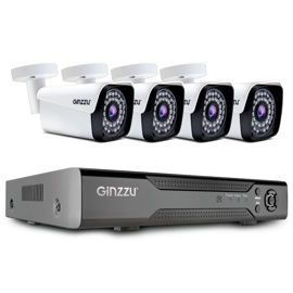 Комплект видеонаблюдения GINZZU HK-840N (8ch, 1080N, HDMI, 4улич кам 2.0Mp, IR30м)