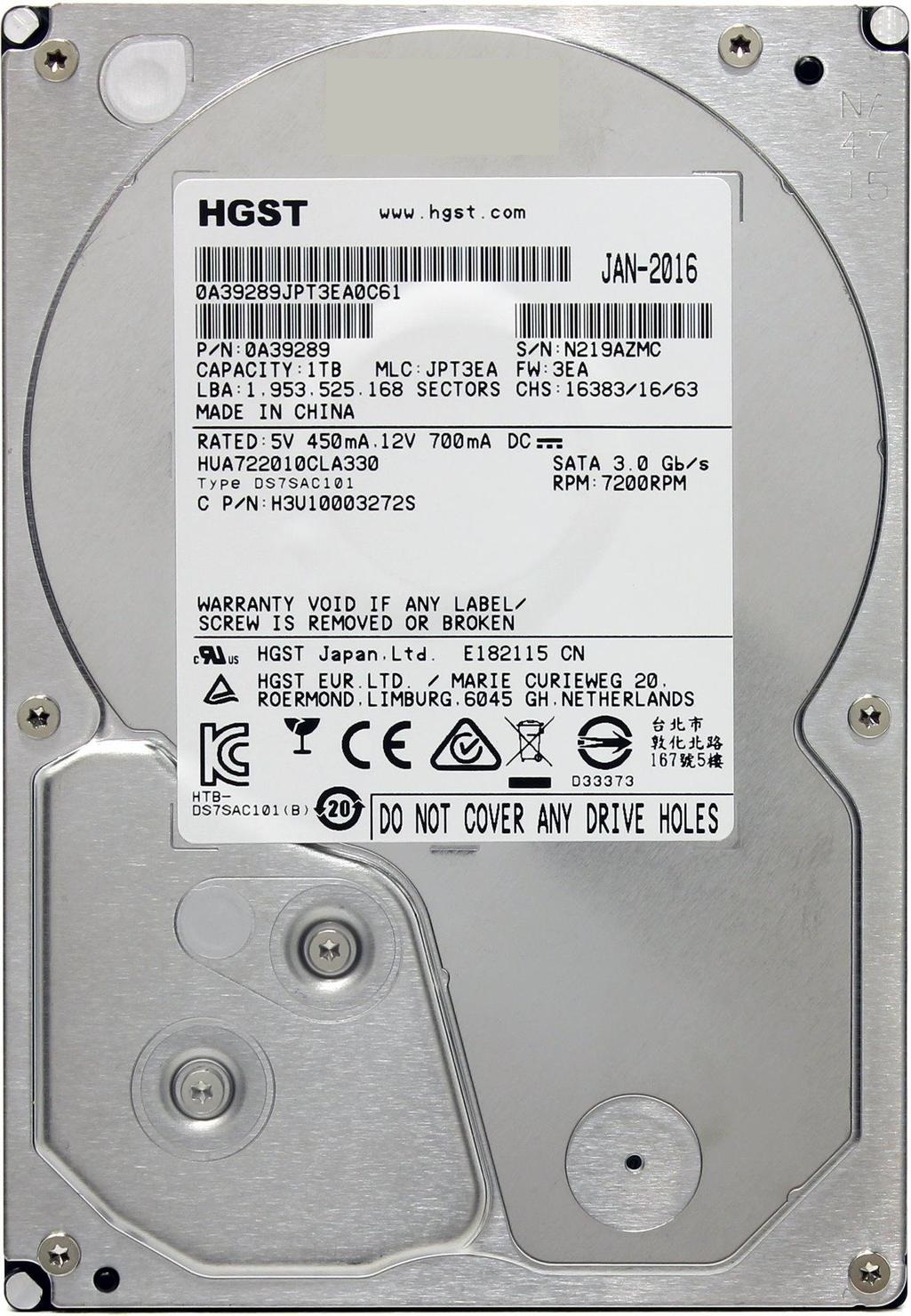Жесткий диск 1Tb Hitachi Deskstar E7K2000 (HUA722010CLA330)