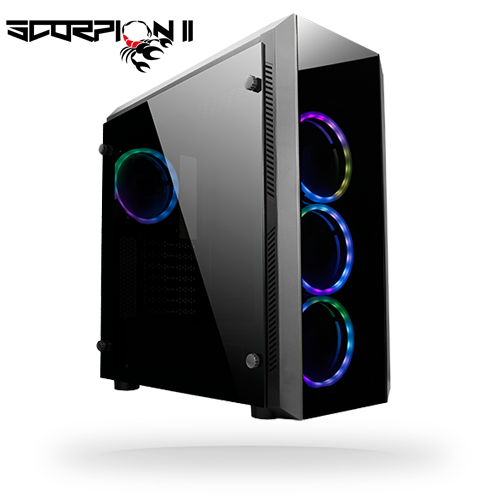 Корпус Chieftec Scorpion II (GL-02B-OP) Black (Miditower, ATX, USB3, 4xFan, RGB Rings, Window)