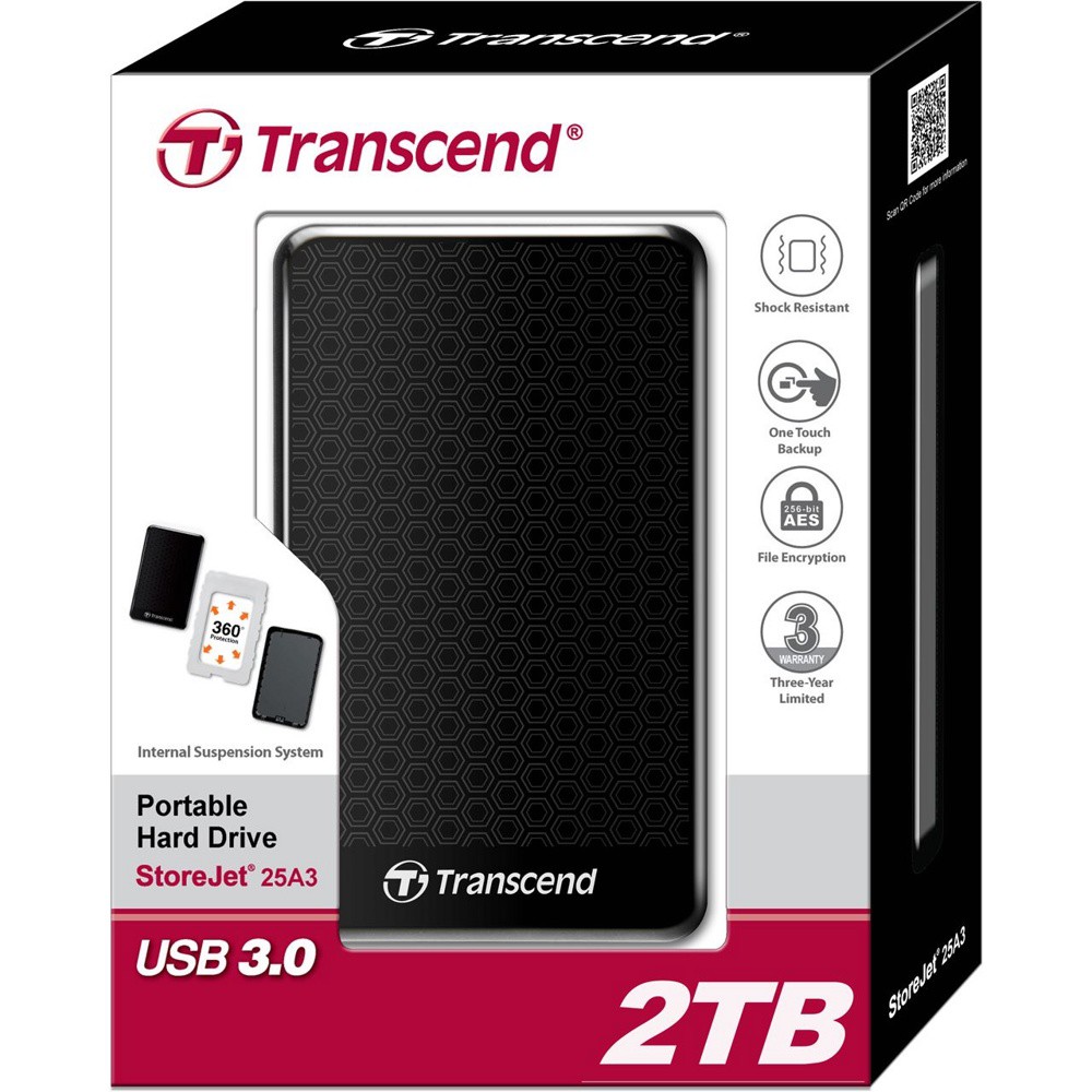 Внешний жесткий диск 2Tb Transcend StoreJet 25A3K (TS2TSJ25A3K) Black USB 3.0