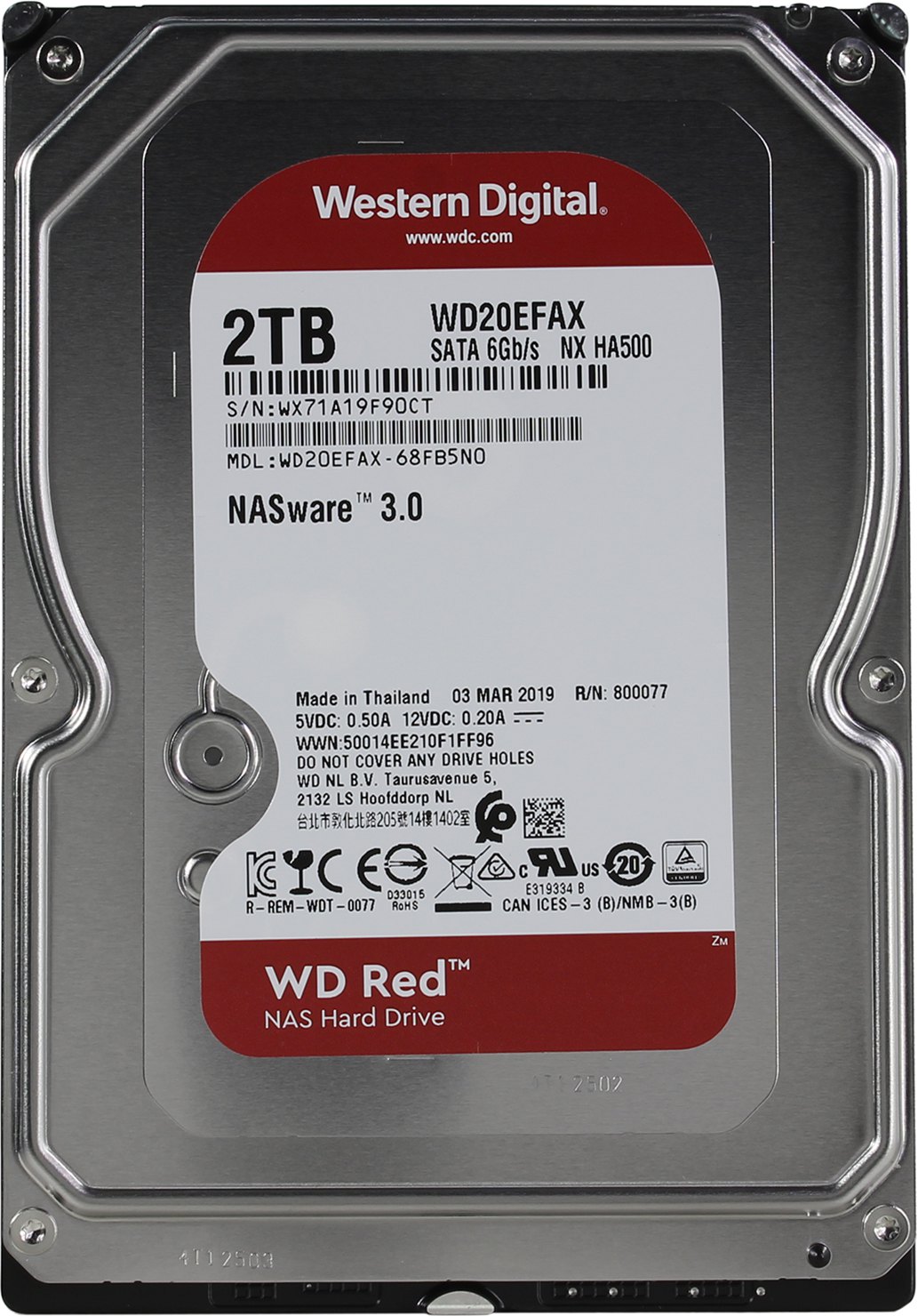 Жесткий диск 2Tb Western Digital Red (WD20EFAX) (SATA-3, 5400rpm, 256Mb)