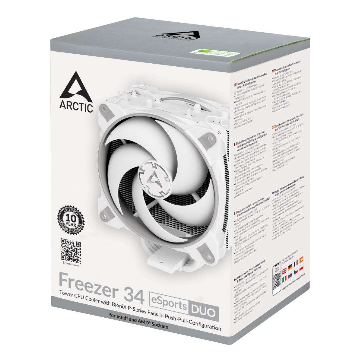  Arctic Cooling Freezer 34 eSports DUO Grey White (ACFRE00074A) (Soc1156/1155/1150/1151/2066/2011/AM4, 2120, 200-2100rpm, 25-26dBA, 210W, 4-pin)