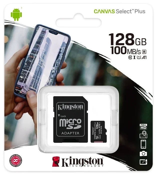   128Gb Kingston Canvas Select Plus microSDXC 128Gb (SDCS2/128GB) Class 10