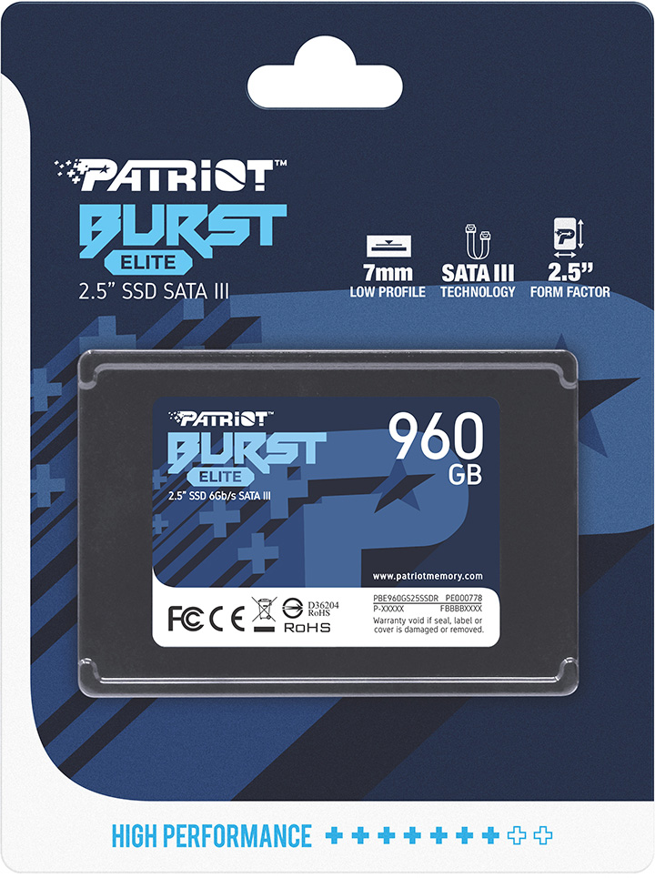 Жесткий диск SSD 960Gb Patriot Burst Elite (PBE960GS25SSDR)