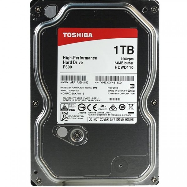 Жесткий диск 1Tb Toshiba P300 (HDWD110UZSVA) SATA-6Gb/s, 7200rpm, 64Mb
