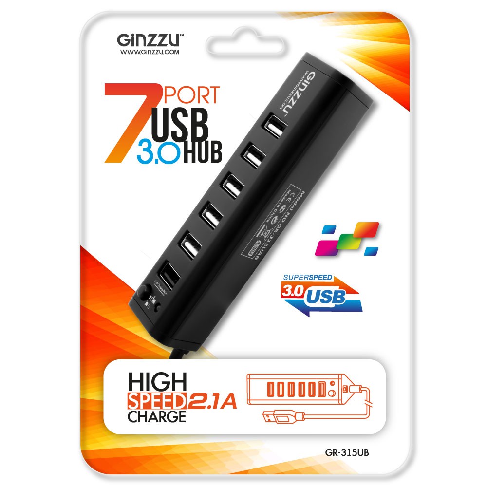  USB GINZZU GR-315UB (, 7  (1xUSB3.0+6xUSB2.0))