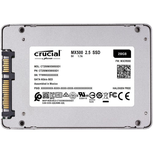   SSD 250Gb Crucial MX500 (CT250MX500SSD1) (SATA-6Gb/s, 2.5", 560/510Mb)