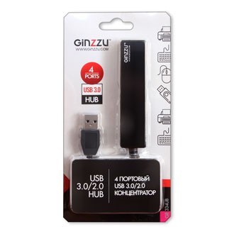  USB GINZZU GR-334UB 4 port (1xUSB3.0+3xUSB2.0)