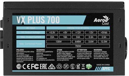   700W Aerocool VX-700 Plus (24+8pin, 2x6/8pin, 3xMolex, 6xSATA)