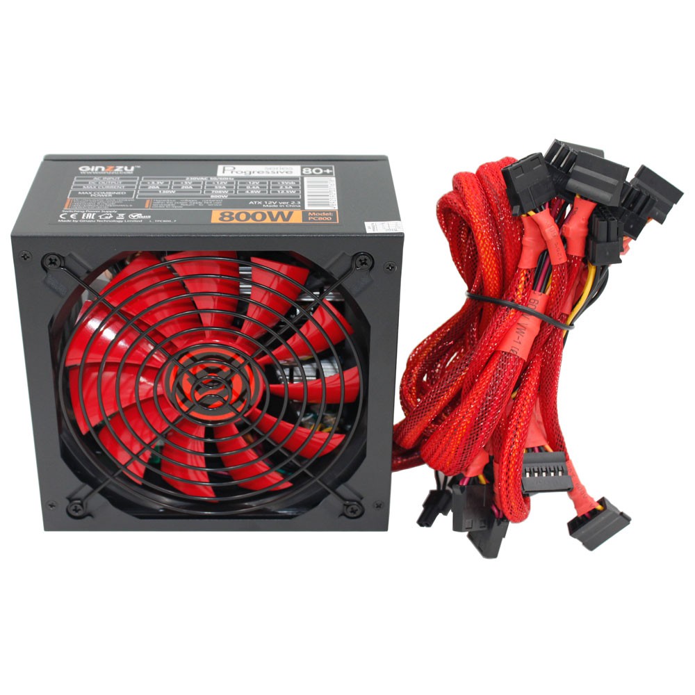   800W GINZZU PC800 ATX 2.3 140mm(red) (OVP/UVP/OPP/SCP/SIP) 80+ (>80%) APFC
