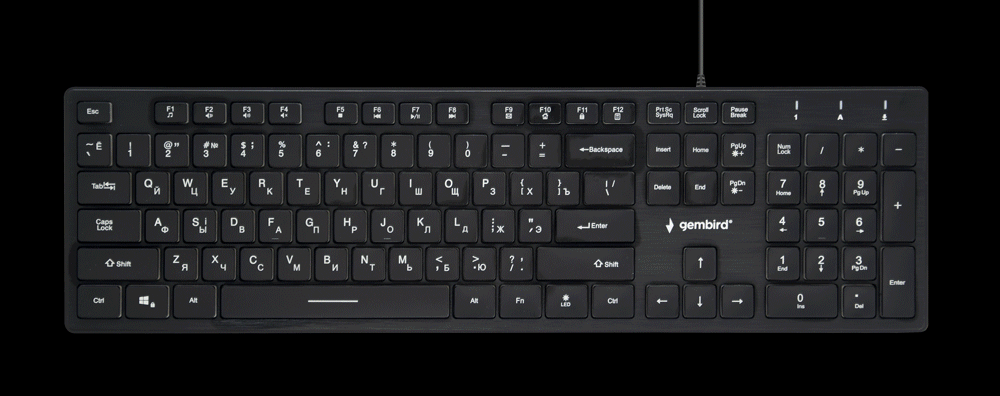 Клавиатура Gembird KB-UML3-01-RU Black (USB, m/media, с подсветкой)
