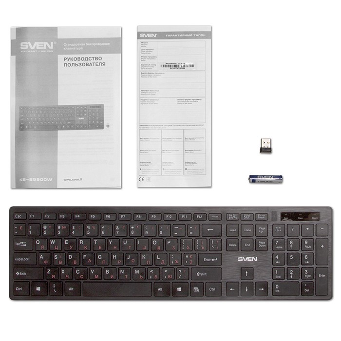 Клавиатура SVEN KB-E5900W Wireless Black (Беспроводная, USB)