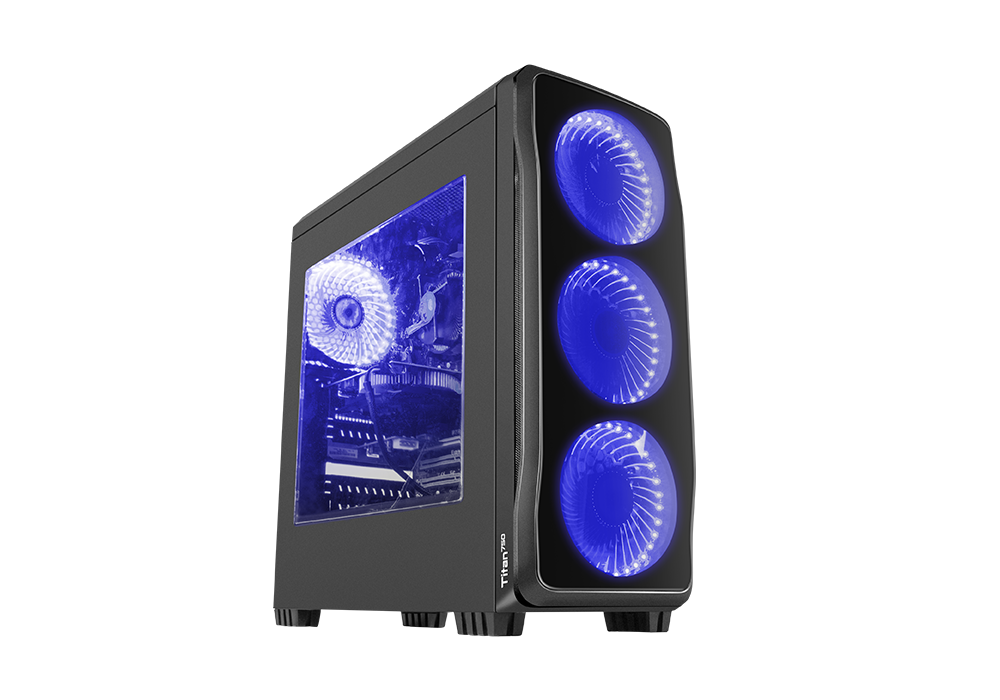 Корпус Genesis TITAN 750 (NPC-1126) Black (Miditower, ATX, USB3/0/USB2.0, 4xFan Blue Led, w/o PSU, Window)