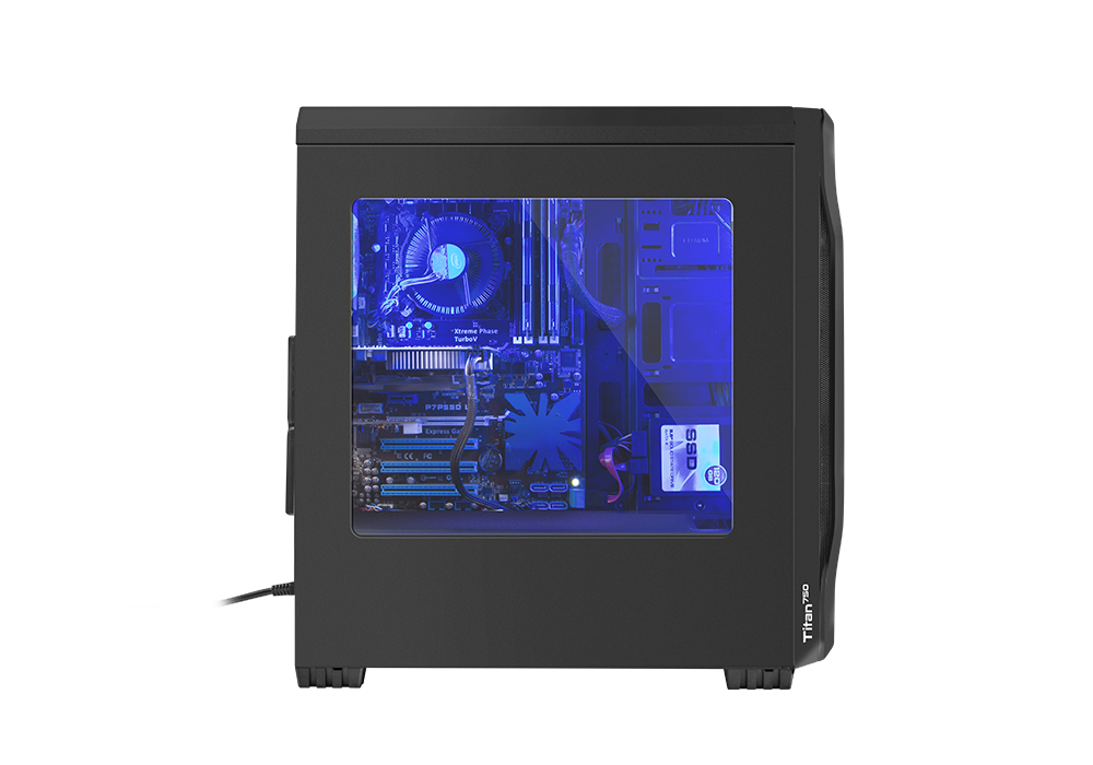 Корпус Genesis TITAN 750 (NPC-1126) Black (Miditower, ATX, USB3/0/USB2.0, 4xFan Blue Led, w/o PSU, Window)