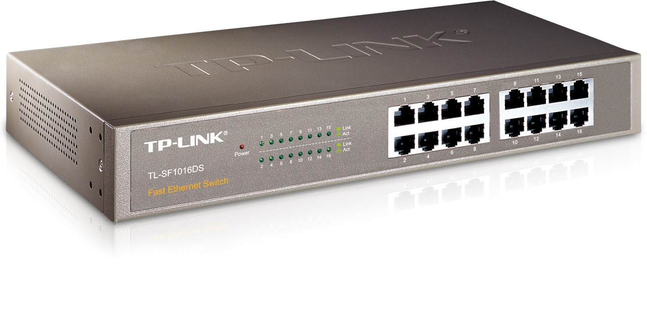 Коммутатор TP-Link TL-SF1016DS (16xLAN 10/100 Мбит/сек, возможность установки в стойку)