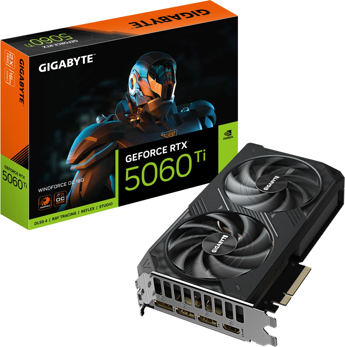 Видеокарта PCI-E Gigabyte GeForce RTX 5060TI  WINDFORCE OC, 16Gb, GDDR7, 128bit, GV-N506TWF2OC-16GD