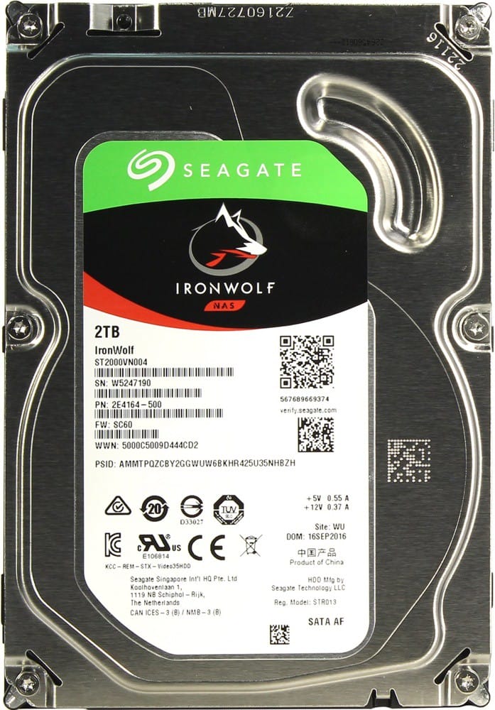Жёсткий диск 2Tb Seagate IronWolf (ST2000VN004) (SATA-6Gb/s, 5900rpm, 64Mb)